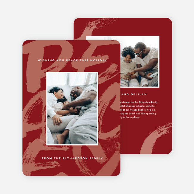 Paintbrush Peace Christmas Cards - Red