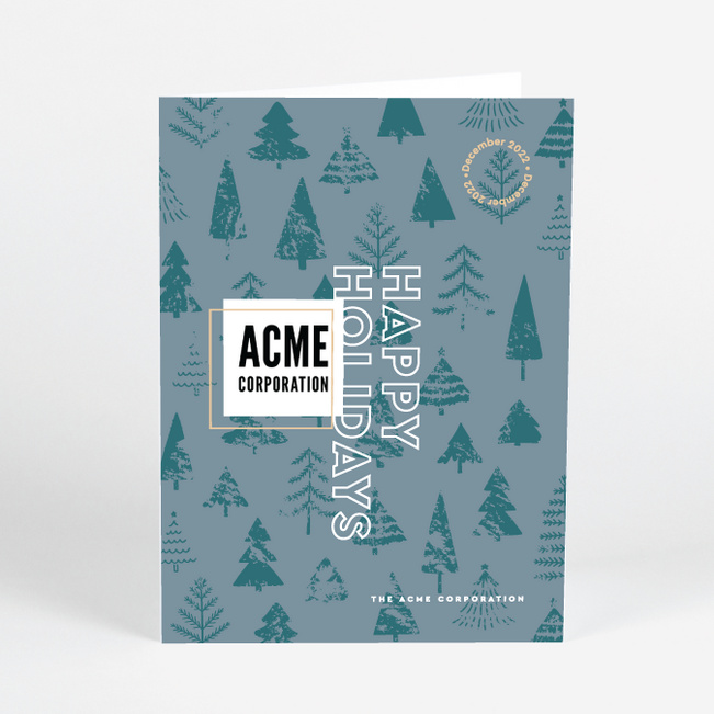 Seasonal Greenery Corporate Holiday Cards & Corporate Christmas Cards - Blue