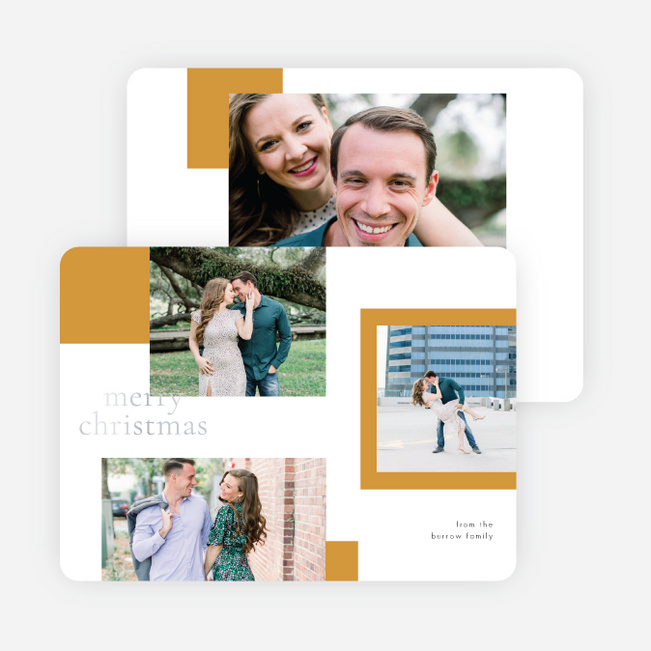 Abstract Photo Frames Christmas Cards - Yellow