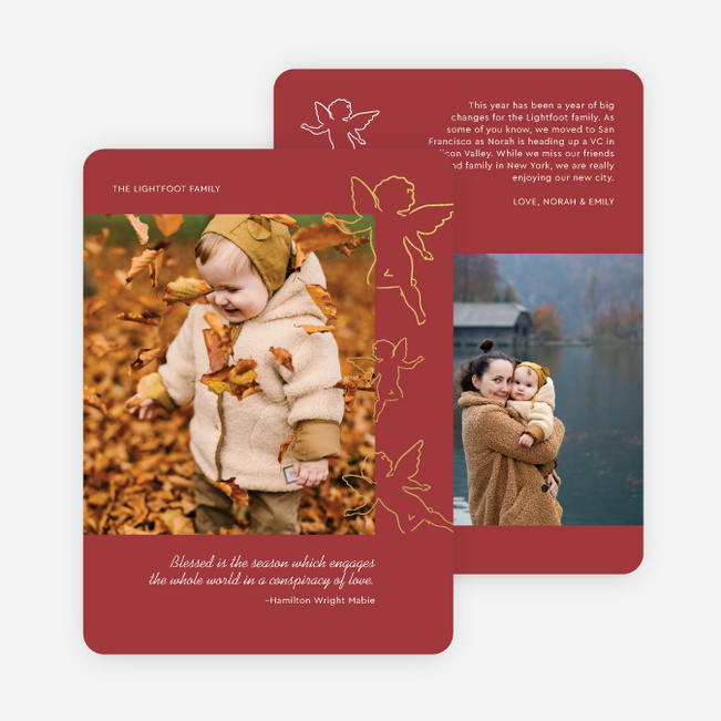 Cherub Accents Holiday Cards and Invitations - Red