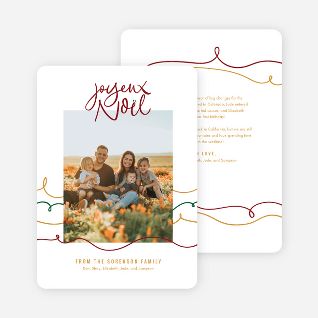 Warm Joyeux Noel Christmas Cards - Yellow