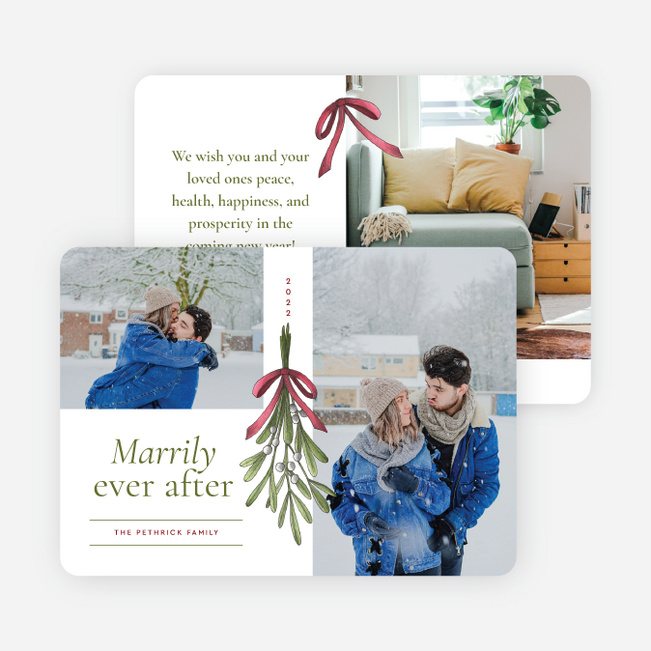 Mistletoe Ever After Holiday Cards and Invitations - White