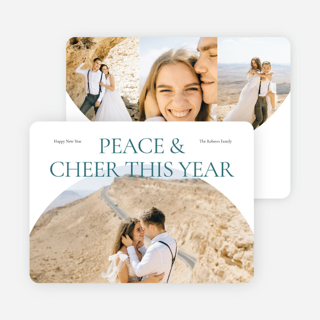 Peace & Cheer New Year Cards and Invitations - Blue