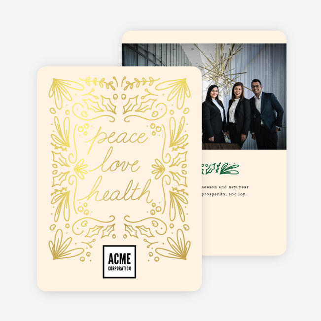 Harmonious Wishes Corporate Holiday Cards & Corporate Christmas Cards - Yellow