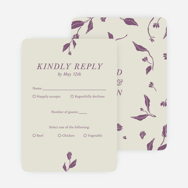 Stemming From Love Wedding Response Cards - Purple