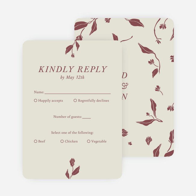 Stemming From Love Wedding Response Cards - Red