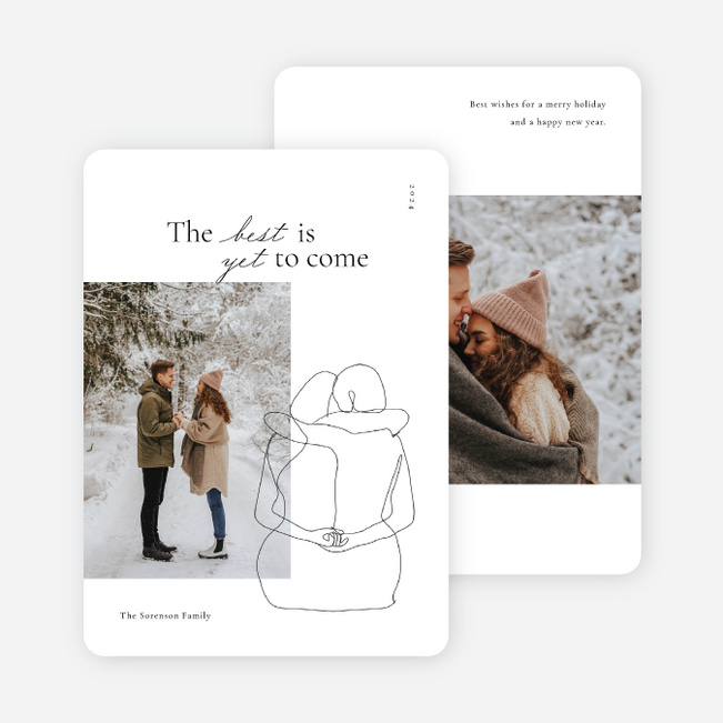 Behind the Embrace New Year Cards and Invitations - White
