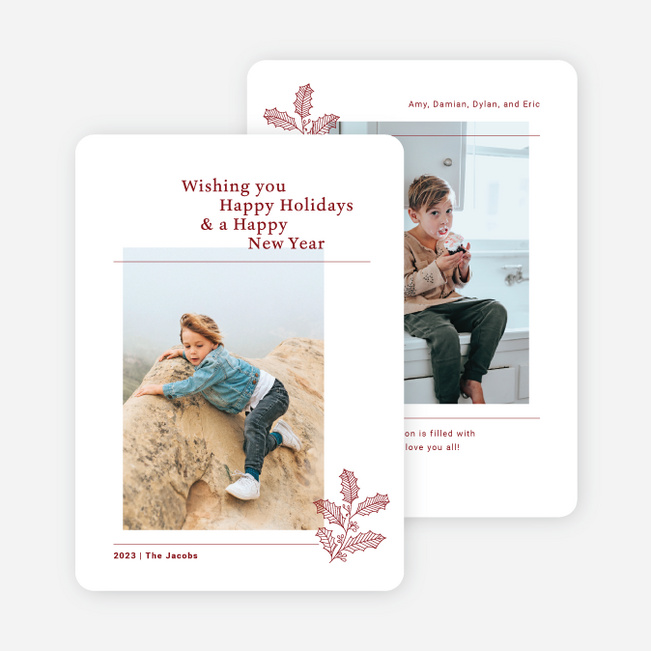 Best Wishes Branch Holiday Cards and Invitations - Red