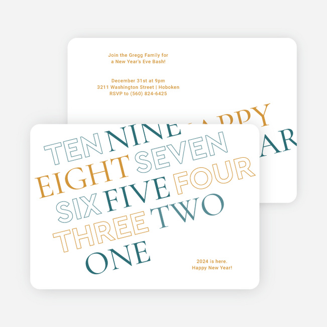 Countdown with Me New Year Cards and Invitations - Blue