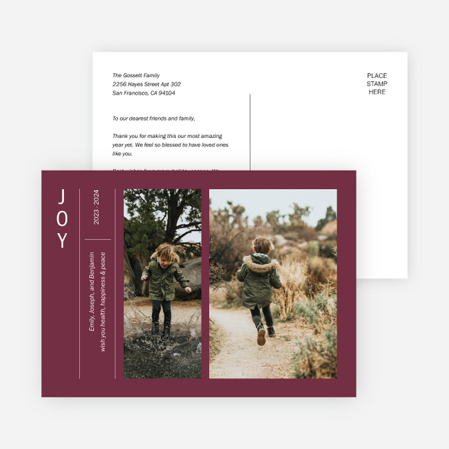 Elevated Type Multi Photo Holiday Cards - Red