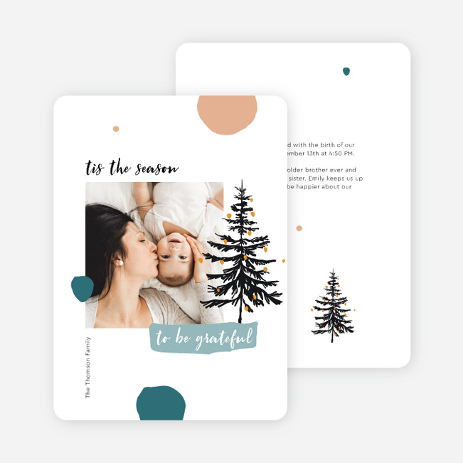 Season of Gratitude Personalized Christmas Cards - Blue