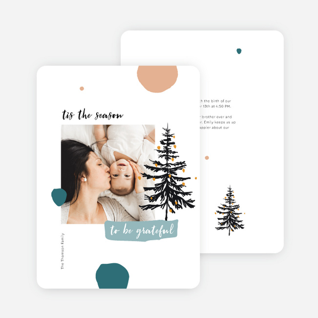 Season of Gratitude Personalized Christmas Cards - Blue