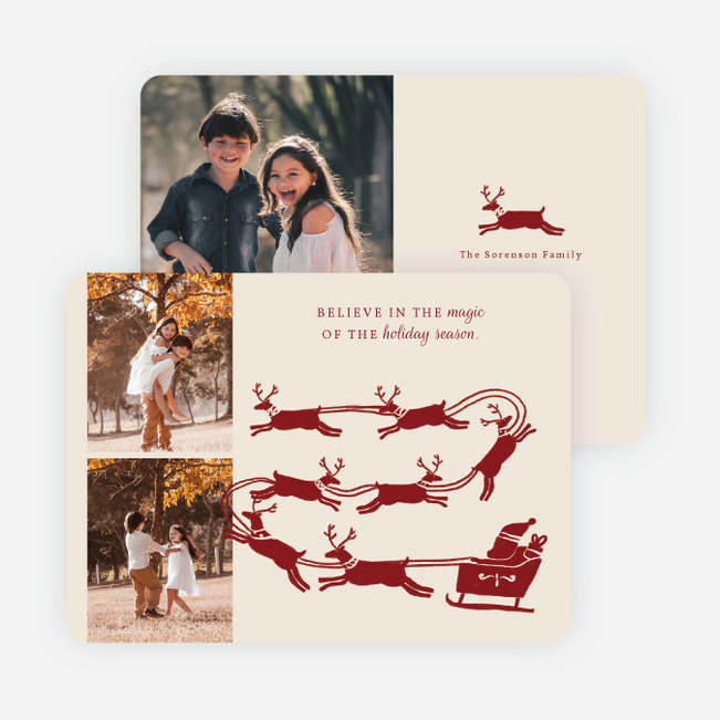 Seasonal Sleigh Ride Holiday Cards and Invitations - Beige