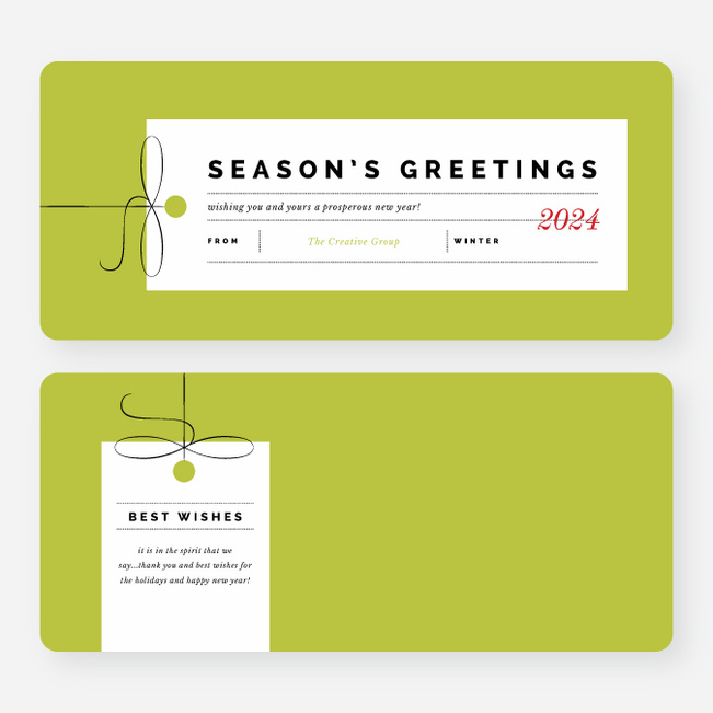Seasons Greeting Corporate Holiday Cards - Green
