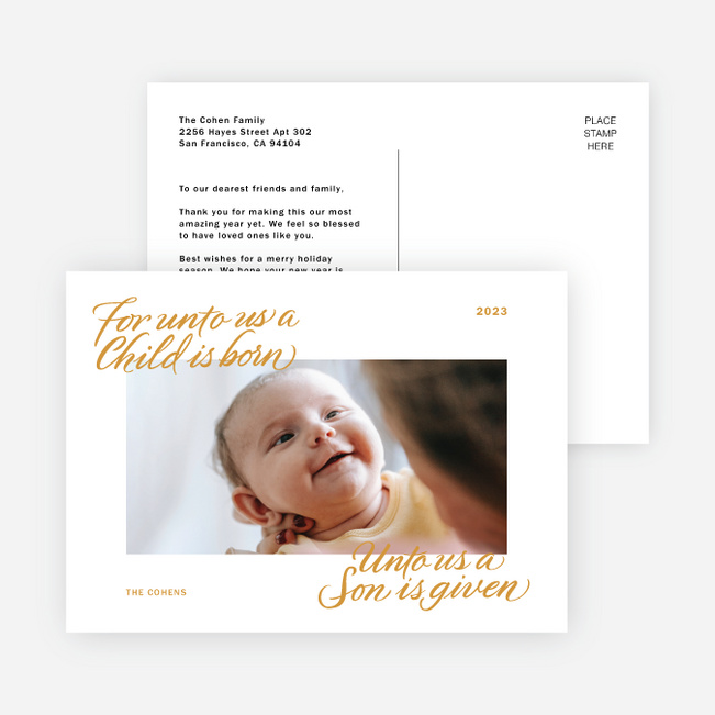 Unto Us Holiday Cards and Invitations - Yellow