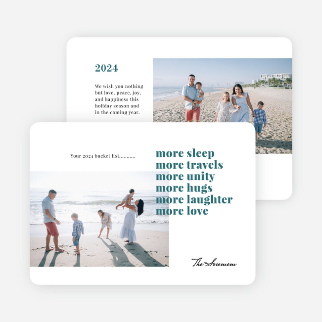 More Bucket List New Year Cards and Invitations - Blue