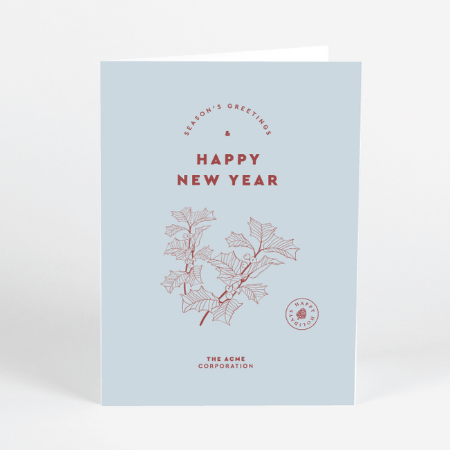 Holly Berry Wishes Corporate Holiday Cards & Corporate Christmas Cards - Red