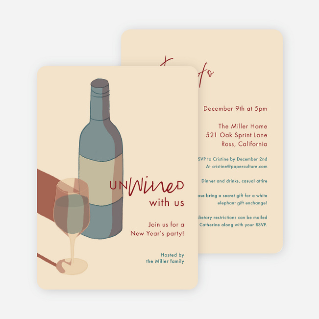 Unwined with Us New Year Cards and Invitations - Multi