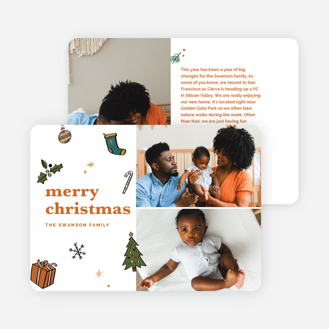 Season’s Doodles Personalized Christmas Cards - Orange
