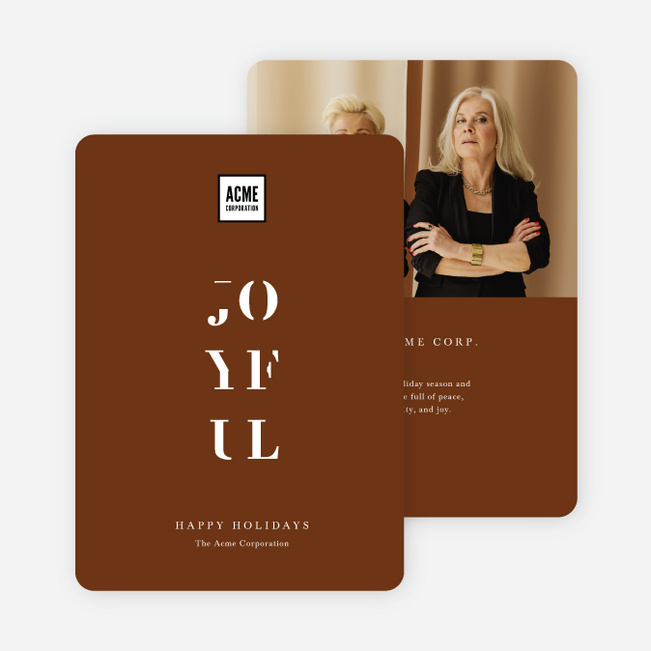 Modern & Joyful Business Holiday Cards & Business Christmas Cards - Brown
