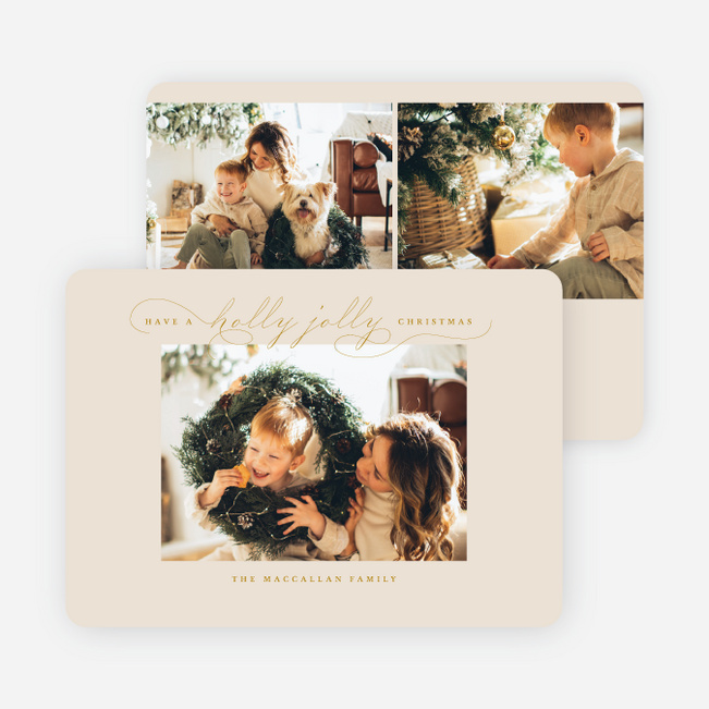 Holly Jolly Season Personalized Christmas Cards - Yellow