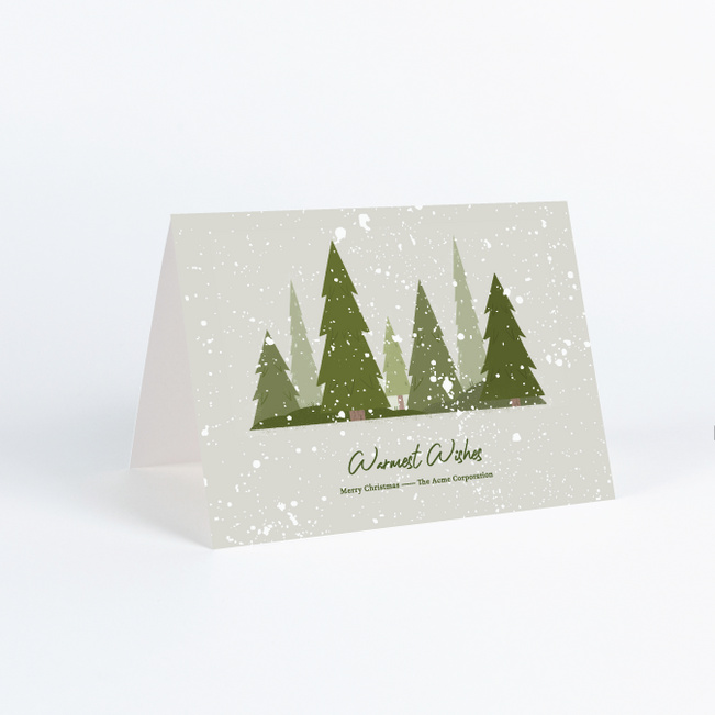 Snow Dusted Pines Business Holiday Cards & Business Christmas Cards - Green
