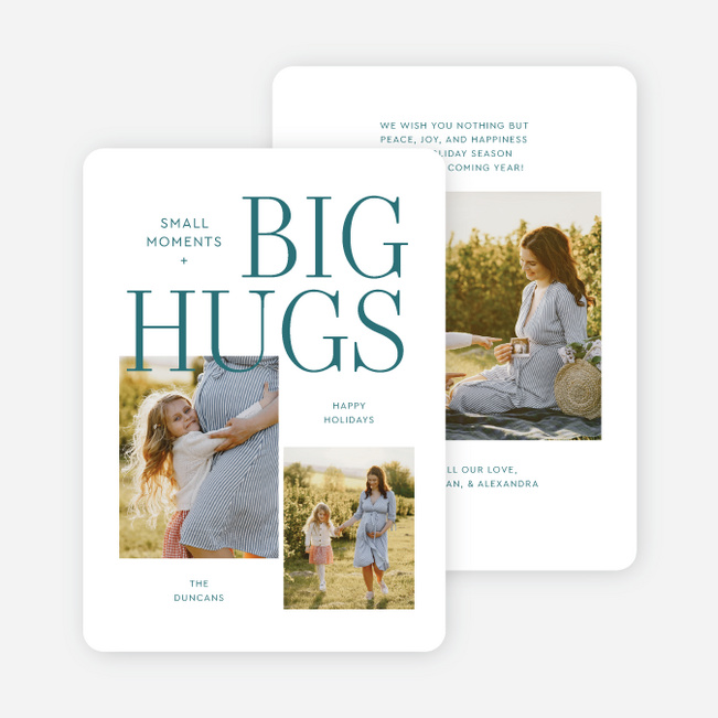 Biggest Hugs Holiday Cards and Invitations - Blue