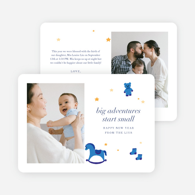 Starry Nursery Vibes New Year Cards and Invitations - Blue