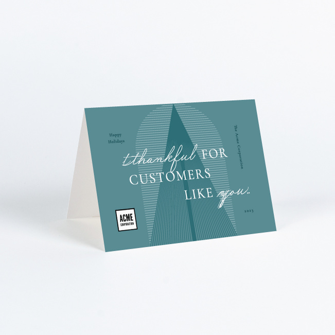 Matching Tree Lines Business Holiday Cards & Business Christmas Cards - Blue