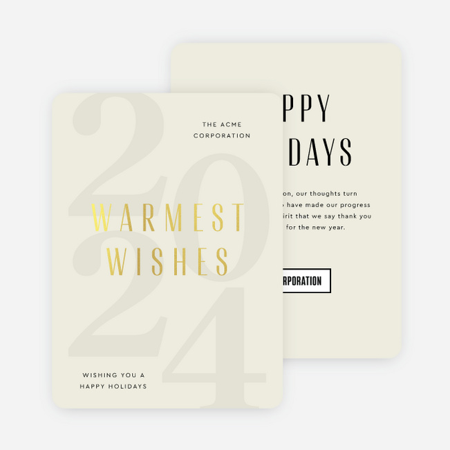 Foil Hidden Wishes Business Holiday Cards & Business Christmas Cards - Yellow
