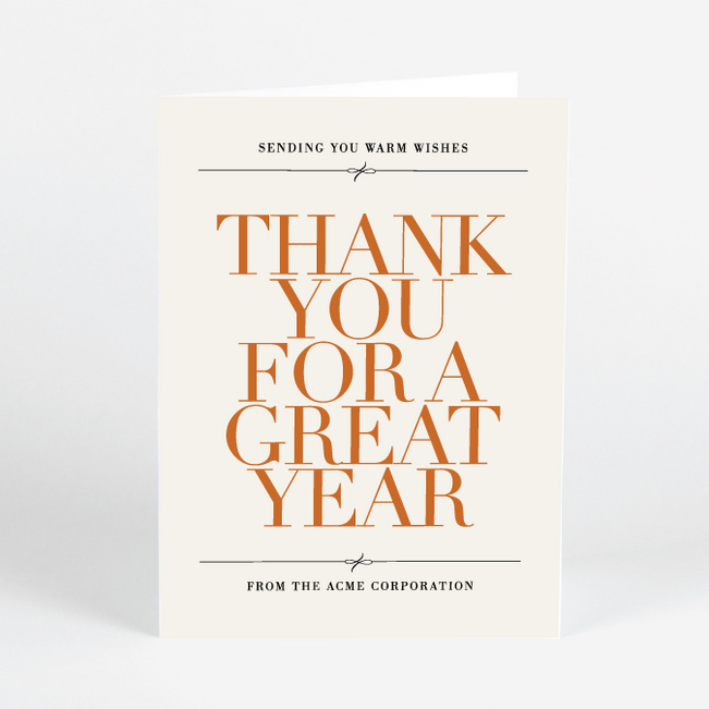 Minimally Bold And Tied Business Holiday Cards & Business Christmas Cards - Orange