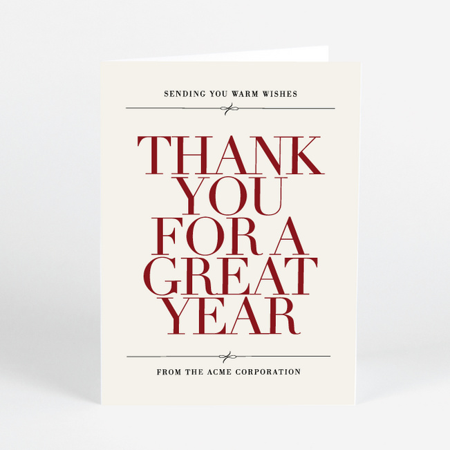 Minimally Bold And Tied Business Holiday Cards & Business Christmas Cards - Red