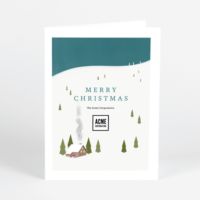 Winter Mountainside Views Business Holiday Cards & Business Christmas Cards - Blue