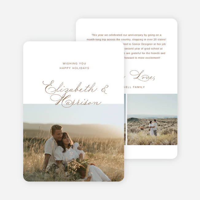 Romantically Minimal Holiday Cards and Invitations - Brown