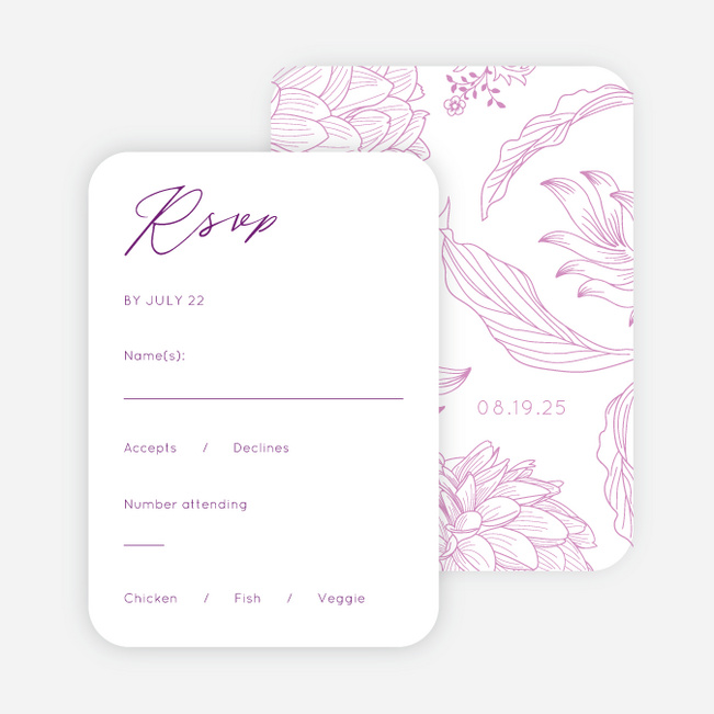 Celebration Blossoms Wedding Response Cards - Purple