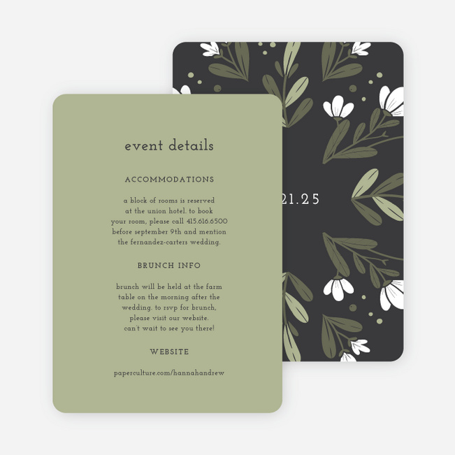 Floral Ring Wedding Information Cards - Gray