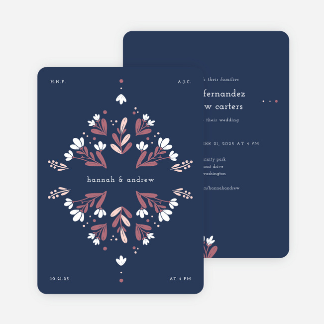 Floral Ring Wedding Invitations - Purple