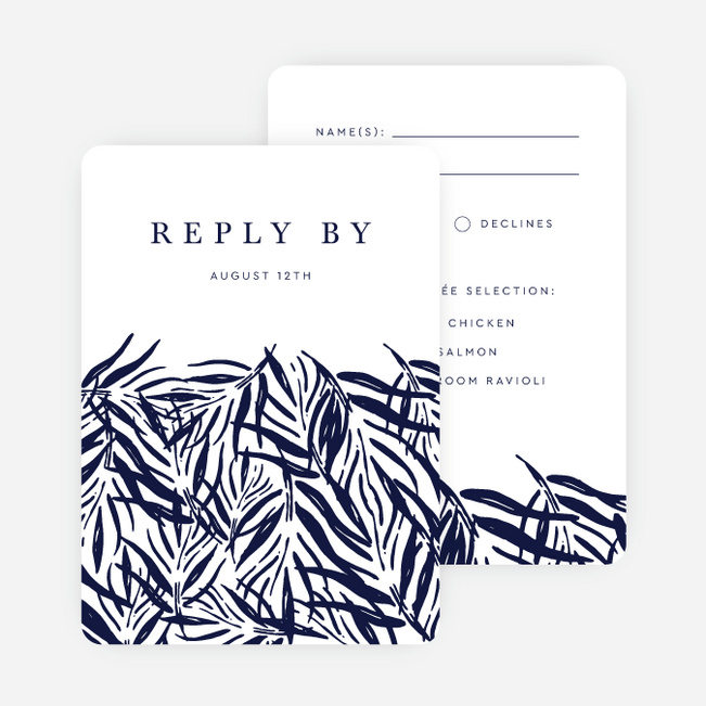 Canopy Of Fronds Wedding Response Cards - White