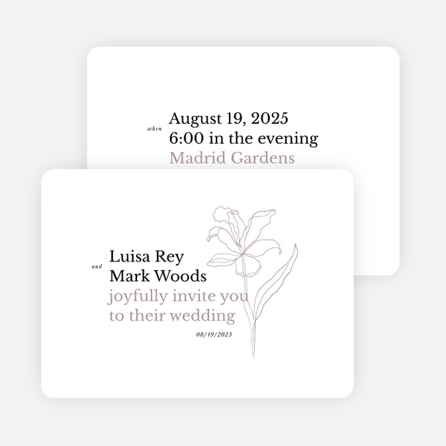 Elegant Iris Wedding Invitations - Purple