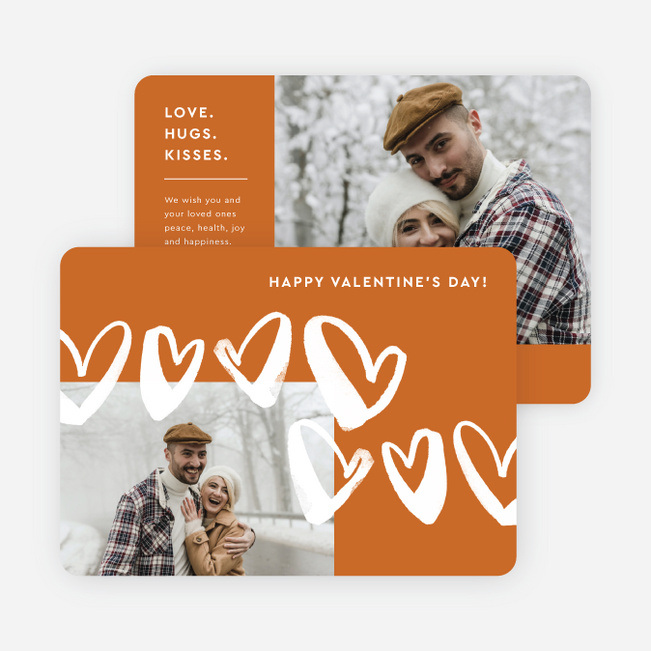 Floating Hearts Valentine’s Day Cards - Orange