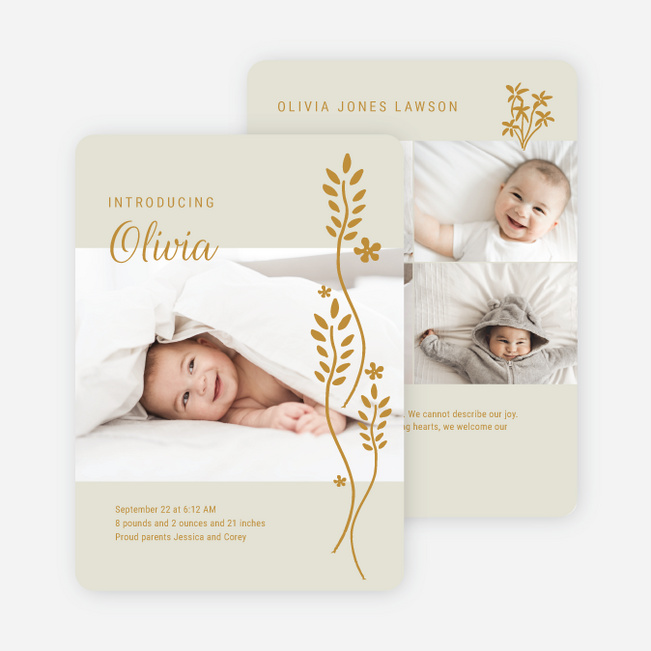 Blooming Introduction Baby Birth Announcements - Yellow