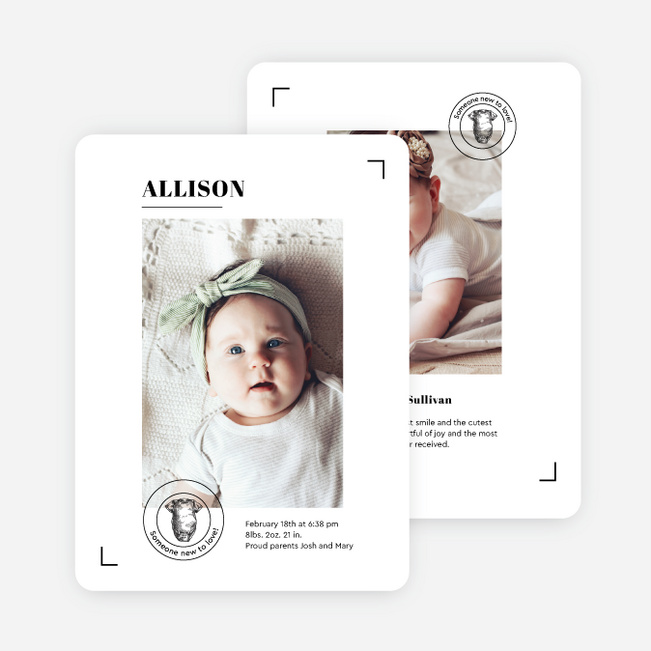 Picture Perfect Baby Birth Announcements - White