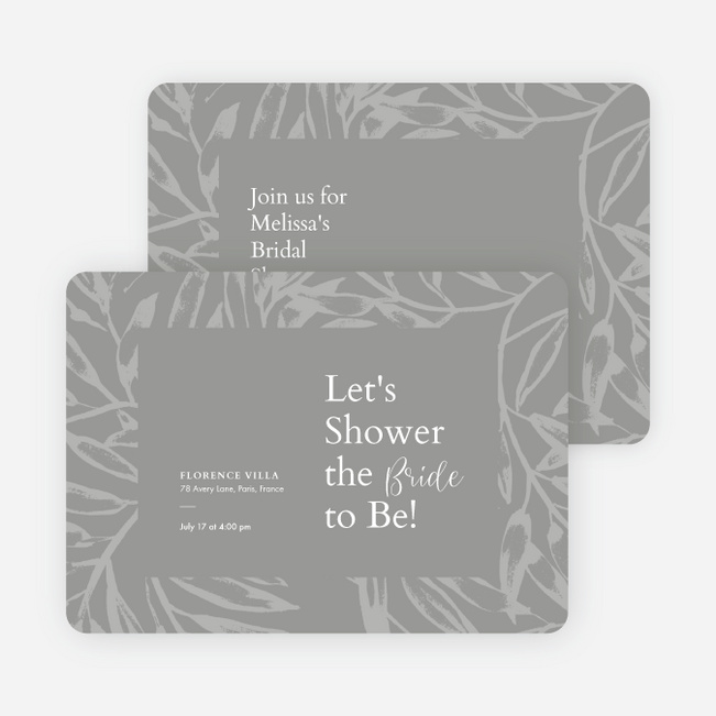 Blooming Background Bridal Shower Invitations - Gray