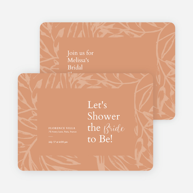 Blooming Background Bridal Shower Invitations - Orange