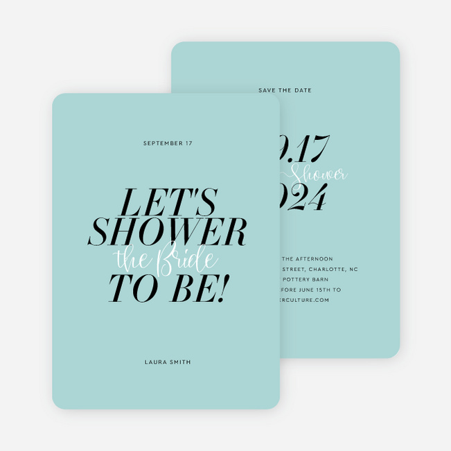 Elegant Blush Bridal Shower Invitations - Blue