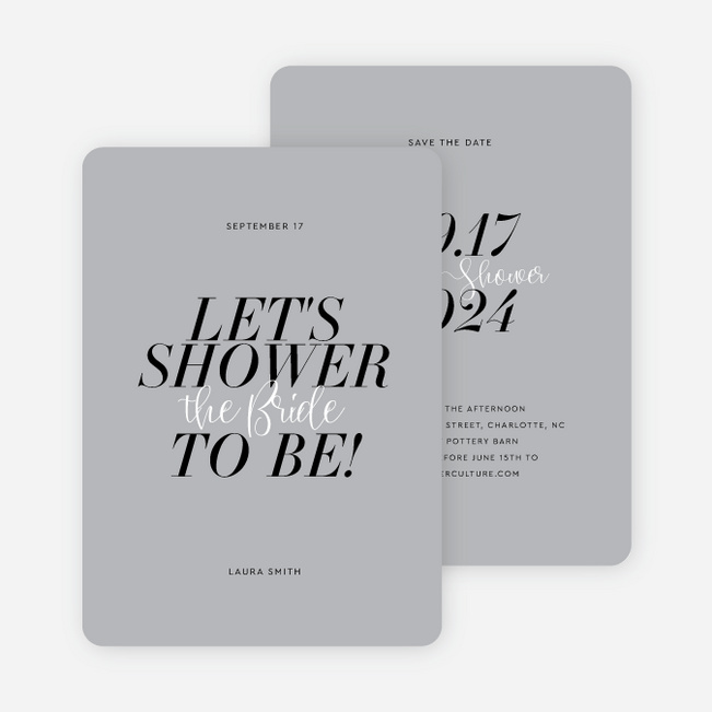 Elegant Blush Bridal Shower Invitations - Gray