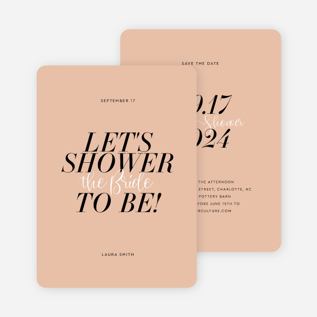 Elegant Blush Bridal Shower Invitations - Orange