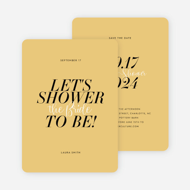 Elegant Blush Bridal Shower Invitations - Yellow
