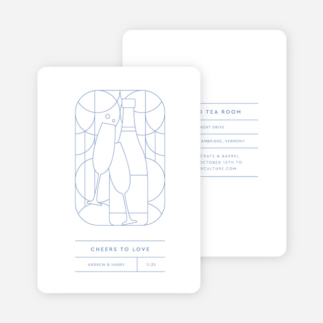 Geometric Cheers Bridal Shower Invitations - Blue