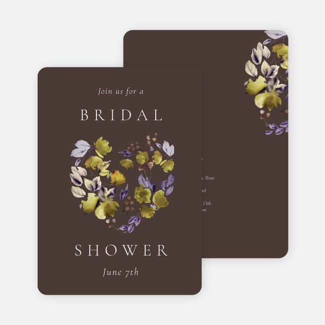 Lavender Laurels Bridal Shower Invitations - Brown